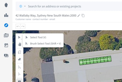 Screenshot of Pylon's Solar Design Tool with the Select Tool selected.