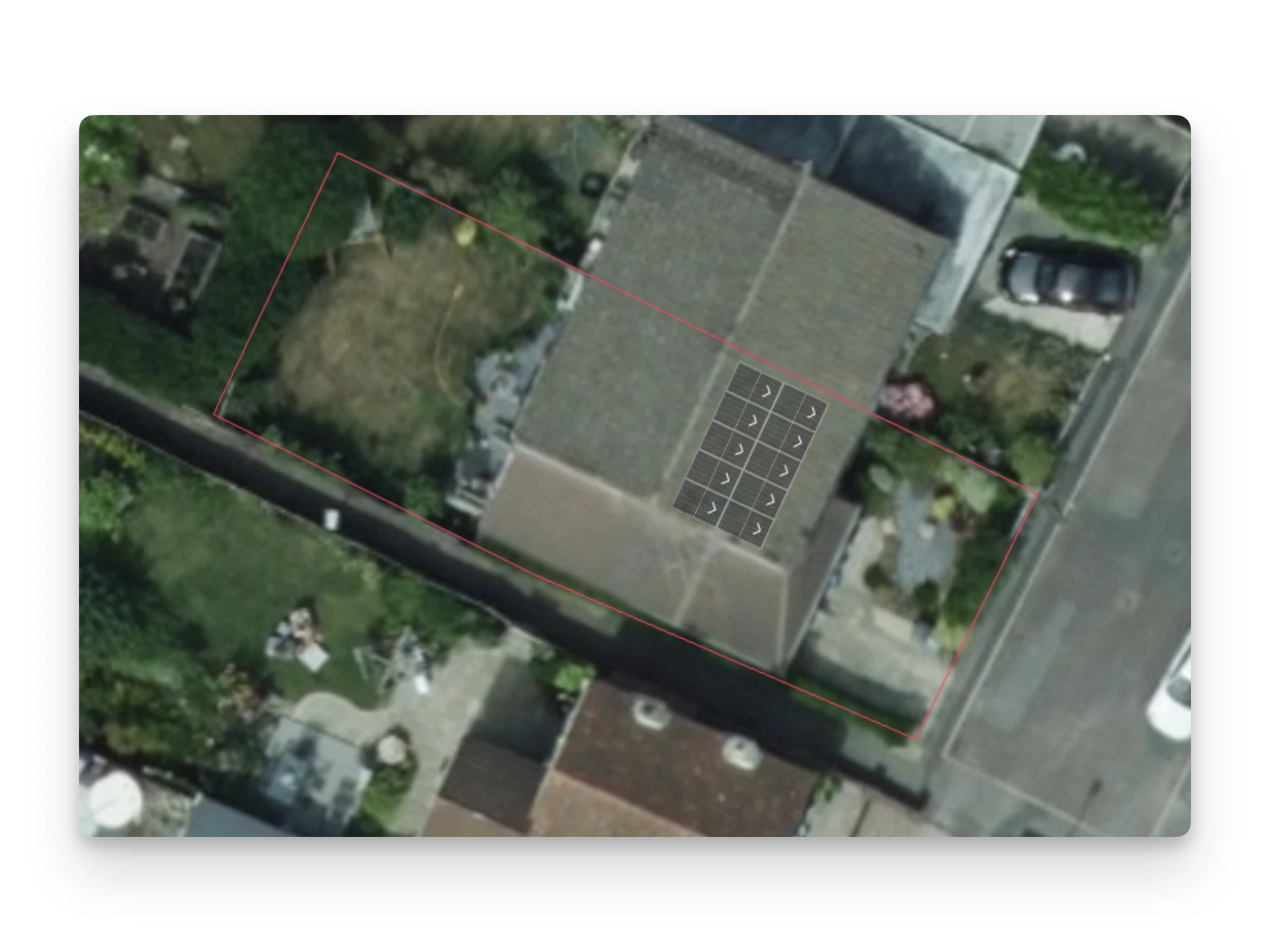 Property title boundaries over aerial imagery in Pylon's design editor